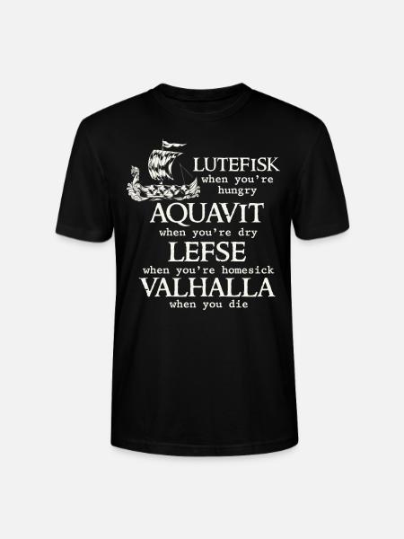 Scandinavian Poe, Viking, Lutefisk - Stanley/Stella CRAFTER Unisex Organic T-Shirt - black