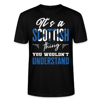 Scottish, Scottish Heritage, Scotland - Stanley/Stella CRAFTER Unisex Organic T-Shirt - black - Front - Alina (178cm) & Michal (187cm)