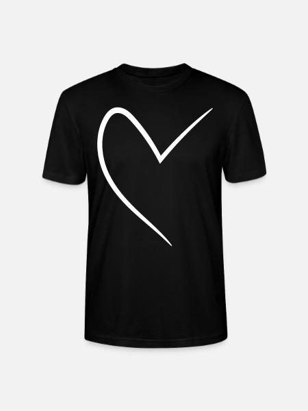White Half Heart - Stanley/Stella CRAFTER Unisex Organic T-Shirt - black