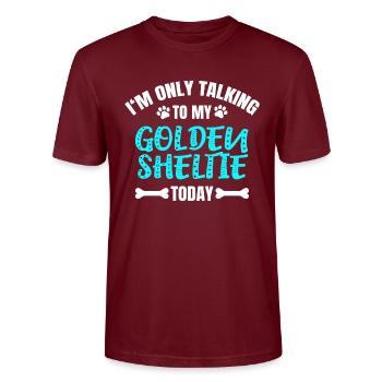 Golden Sheltie - Stanley/Stella CRAFTER Unisex Organic T-Shirt - burgundy - Front - Alina (178cm) & Michal (187cm)