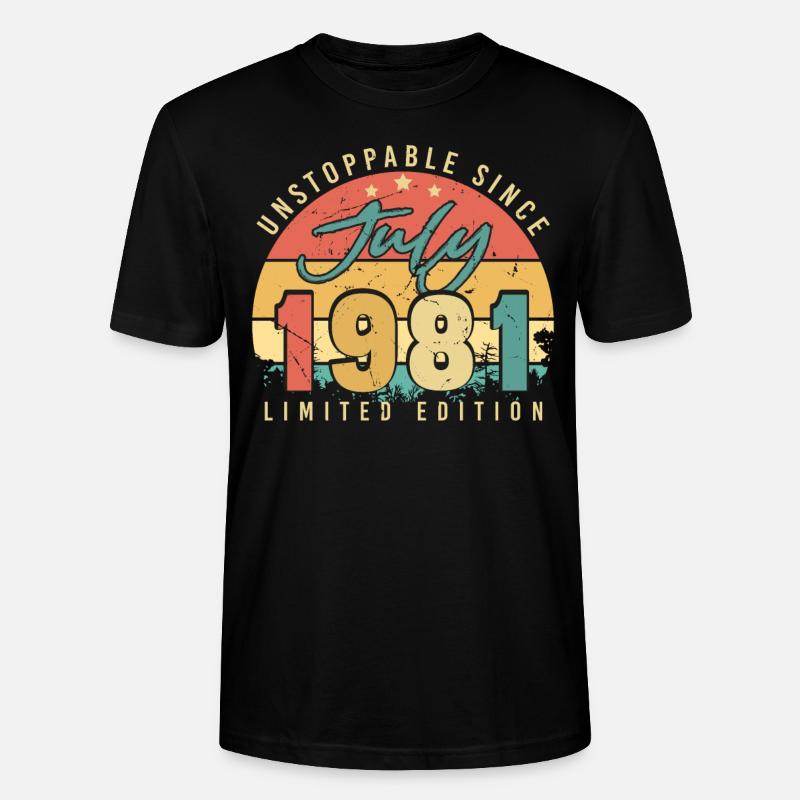 Retro Juli 1981 - Stanley/Stella Unisex Bio-T-Shirt CRAFTER - Schwarz