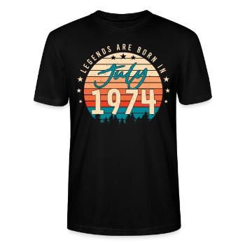 Born in July 1974 - Stanley/Stella CRAFTER Unisex Organic T-Shirt - black - Front - Alina (178cm) & Michal (187cm)