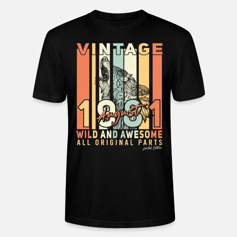 1981 August Geschenkidee - Stanley/Stella Unisex Bio-T-Shirt CRAFTER - Schwarz