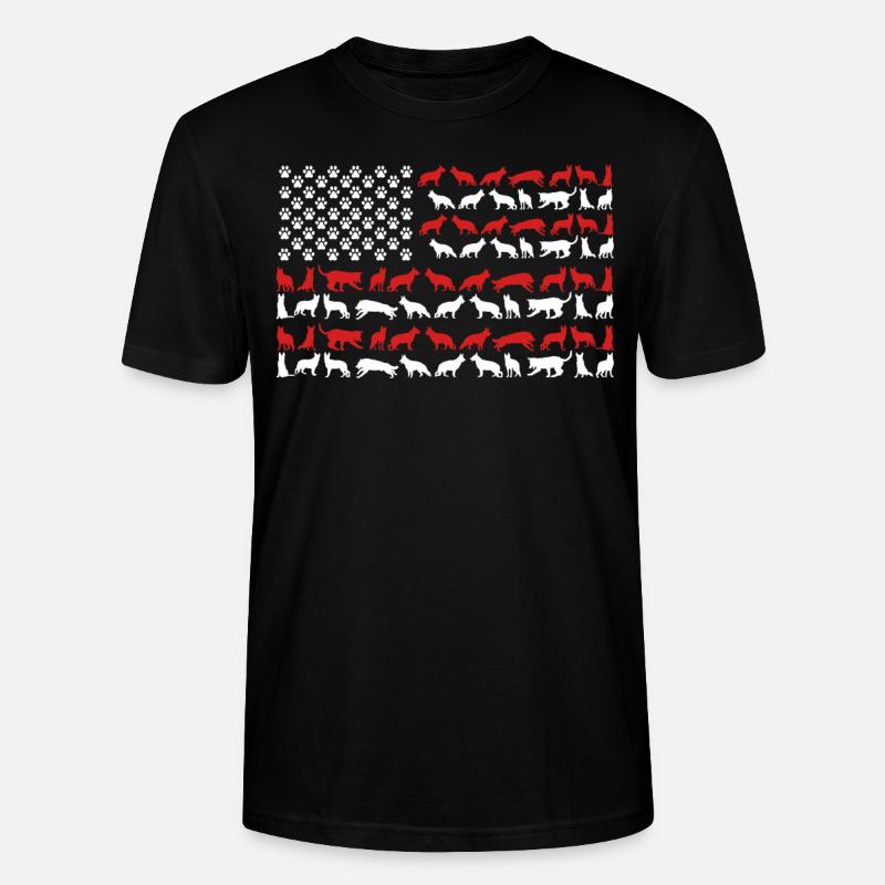 Deutscher Schäferhund US-FLAGGE - Stanley/Stella Unisex Bio-T-Shirt CRAFTER - Schwarz