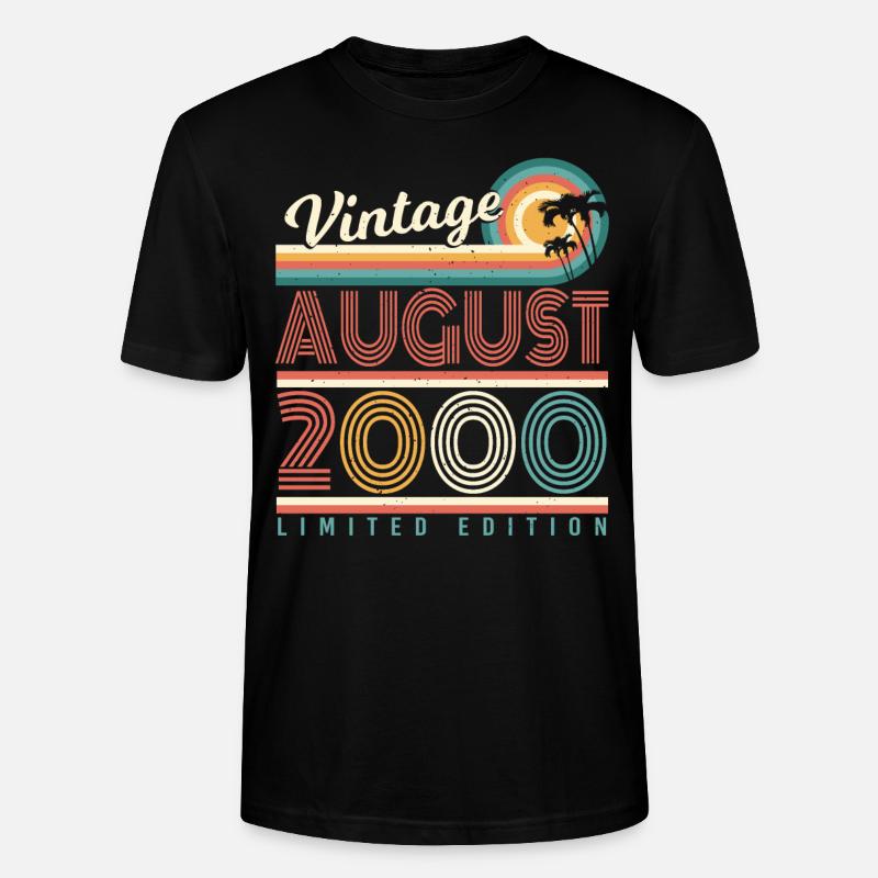 Mois de naissance Août 2000 - T-shirt bio CRAFTER Stanley Stella Unisexe - noir