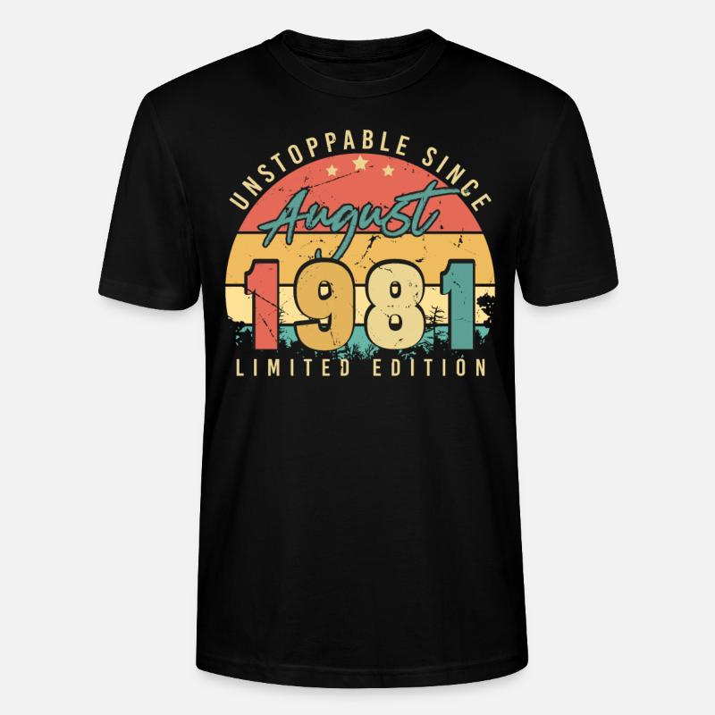 1981 En août Millésime - T-shirt bio CRAFTER Stanley Stella Unisexe - noir