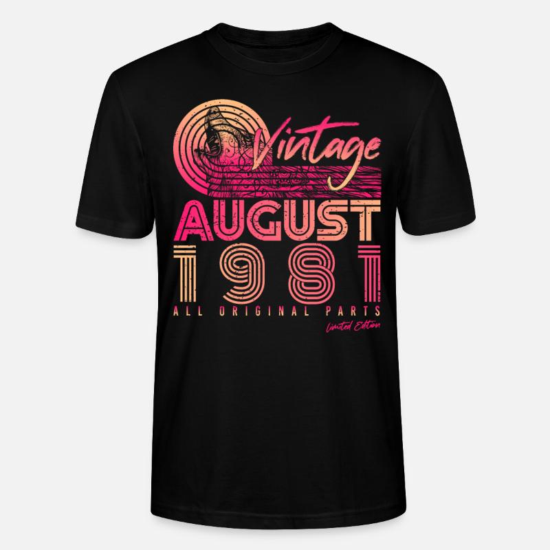 Août 1981 Idée cadeau - T-shirt bio CRAFTER Stanley Stella Unisexe - noir