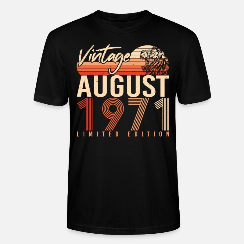 Millésime d’août 1971 - T-shirt bio CRAFTER Stanley Stella Unisexe - noir