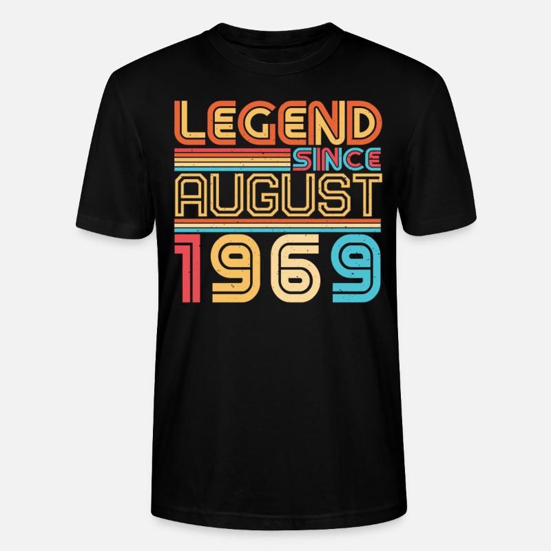 Mois de naissance Août 1969 - T-shirt bio CRAFTER Stanley Stella Unisexe - noir