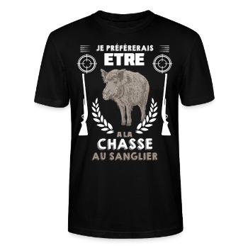 la Chasse au sanglier Ma Préférence A Moi - T-shirt bio CRAFTER Stanley Stella Unisexe - noir - Devant - Alina (178cm) & Michal (187cm)