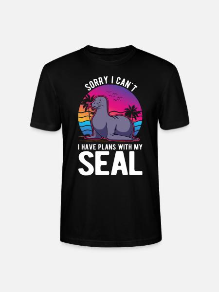 Robbe Geschenk Seelöwe Seehund - Stanley/Stella Unisex Bio-T-Shirt CRAFTER - Schwarz