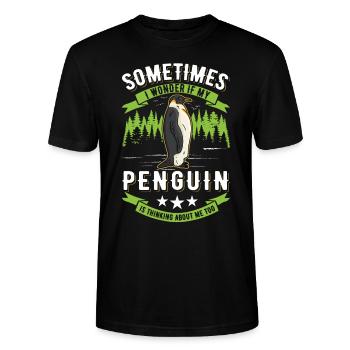 Pingouin Pingouin Pinchot empereur - T-shirt bio CRAFTER Stanley Stella Unisexe - noir - Devant - Alina (178cm) & Michal (187cm)