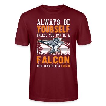 Sois toujours toi-même Falcon Falknerei Falke - T-shirt bio CRAFTER Stanley Stella Unisexe - bordeaux - Devant - Alina (178cm) & Michal (187cm)