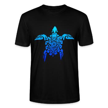 Hawaiian Tribal Sea Turtle Polynesian Tattoo Stil - Stanley/Stella Unisex Bio-T-Shirt CRAFTER - Schwarz - Vorne - Alina (178cm) & Michal (187cm)