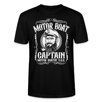 Herren Motorboot Kapitän Lustiger Ponton Boot Moto - Stanley/Stella Unisex Bio-T-Shirt CRAFTER - Schwarz - Vorne - Alina (178cm) & Michal (187cm)