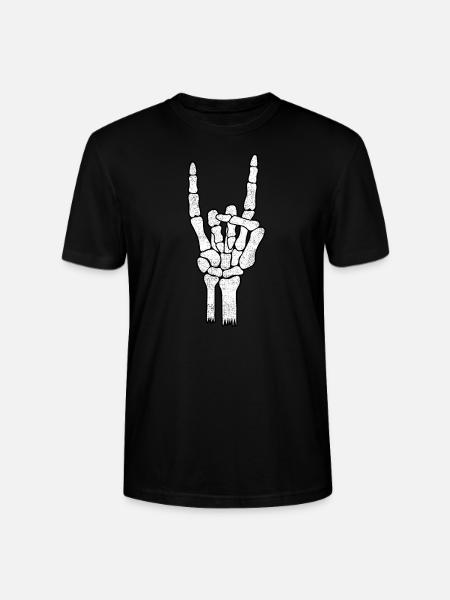 Skeleton Hand Rock Metal Sign - Stanley/Stella CRAFTER Unisex Organic T-Shirt - black