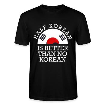 Halb koreanisch ist besser als keine koreanische koreanische Flagge - Stanley/Stella Unisex Bio-T-Shirt CRAFTER - Schwarz - Vorne - Alina (178cm) & Michal (187cm)