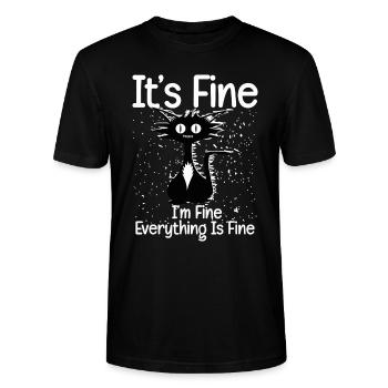 Komisch Mir geht es gut, es ist in Ordnung, alles ist in Ordnung, Hund - Stanley/Stella Unisex Bio-T-Shirt CRAFTER - Schwarz - Vorne - Alina (178cm) & Michal (187cm)