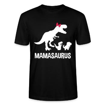 Mamasaurus Dinosaurus Familie - Lustiges Muttergeschenk I - Stanley/Stella Unisex Bio-T-Shirt CRAFTER - Schwarz - Vorne - Alina (178cm) & Michal (187cm)