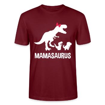 Mamasaurus Dinosaurus Familie - Lustiges Muttergeschenk I - Stanley/Stella Unisex Bio-T-Shirt CRAFTER - Burgunderrot - Vorne - Alina (178cm) & Michal (187cm)