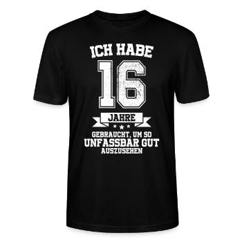 16. Geburtstag Geschenk Habe 16 Jahre Gebraucht - Stanley/Stella Unisex Bio-T-Shirt CRAFTER - Schwarz - Vorne - Alina (178cm) & Michal (187cm)