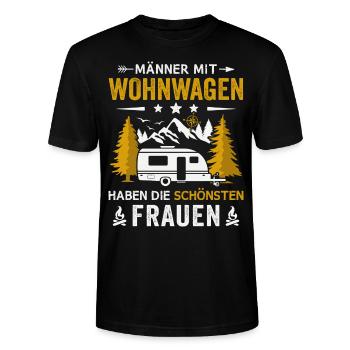 Camping Männer mit Wohnwagen Camper - Stanley/Stella Unisex Bio-T-Shirt CRAFTER - Schwarz - Vorne - Alina (178cm) & Michal (187cm)