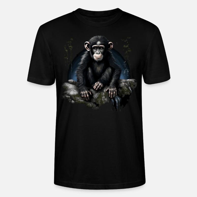 Schimpanse Affe Tier - Stanley/Stella Unisex Bio-T-Shirt CRAFTER - Schwarz