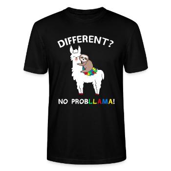 Kein Probllama Lama Faultier Puzzle Cool Autismus Awaren - Stanley/Stella Unisex Bio-T-Shirt CRAFTER - Schwarz - Vorne - Alina (178cm) & Michal (187cm)