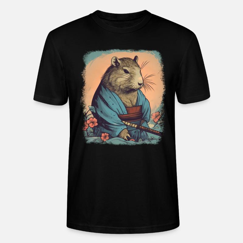 Capybara Samurai Wasserschwein - Stanley/Stella Unisex Bio-T-Shirt CRAFTER - Schwarz
