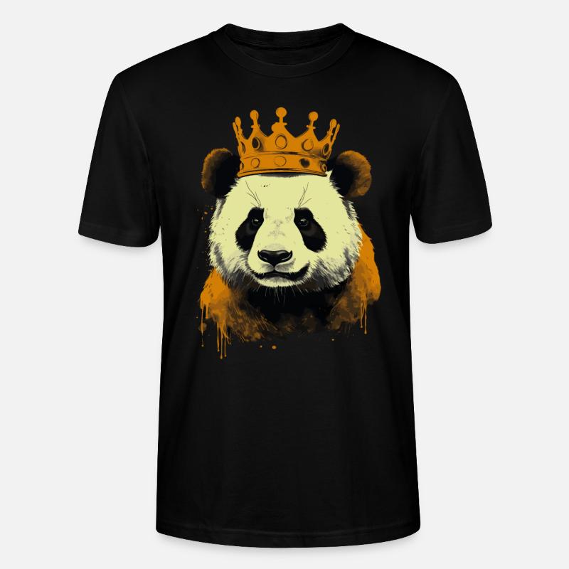 Panda With Crown - Stanley/Stella Unisex Bio-T-Shirt CRAFTER - Schwarz