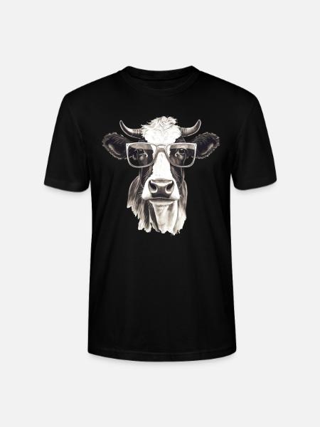 Kuh mit Sonnenbrille - Stanley/Stella Unisex Bio-T-Shirt CRAFTER - Schwarz
