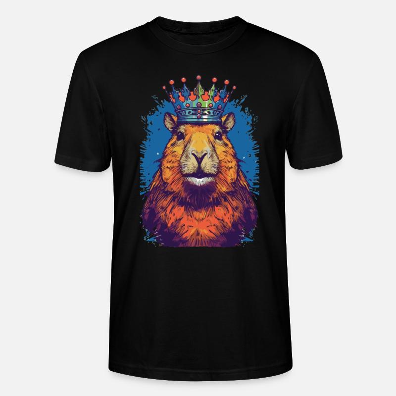 Capybara with crown capybara - Stanley/Stella CRAFTER Unisex Organic T-Shirt - black