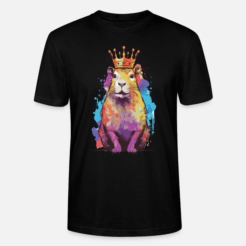 Capybara with crown capybara - Stanley/Stella CRAFTER Unisex Organic T-Shirt - black