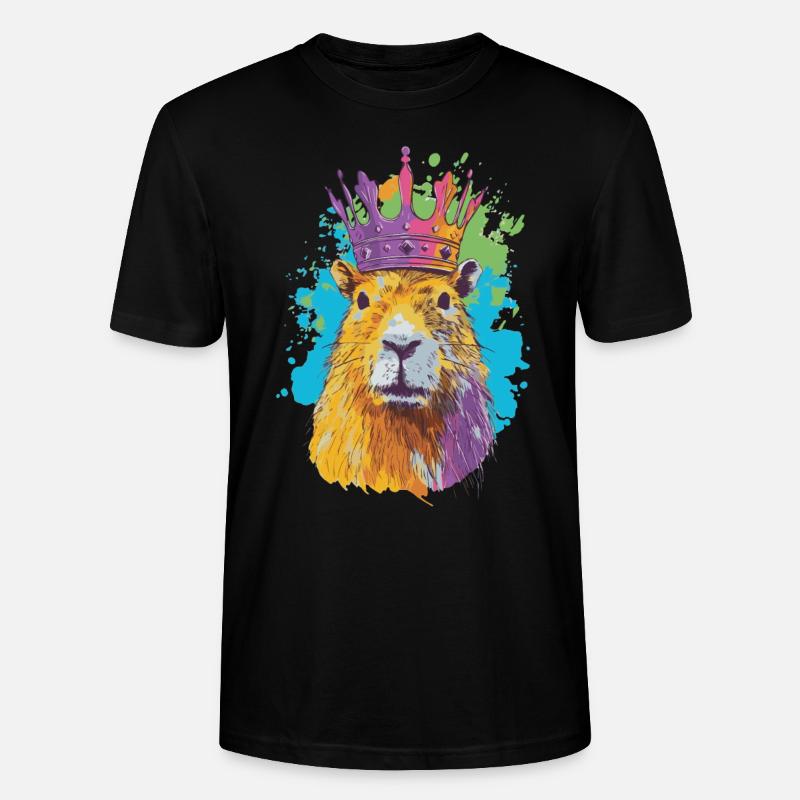 Capybara with crown capybara - Stanley/Stella CRAFTER Unisex Organic T-Shirt - black