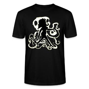Geist Schutzgeist Halloween Frau Kunst Energie - Stanley/Stella Unisex Bio-T-Shirt CRAFTER - Schwarz - Vorne - Alina (178cm) & Michal (187cm)
