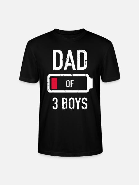Far til 3 tre drenge gave med lavt batteri til fars - Stanley Stella CRAFTER unisex økologisk-T-shirt - sort