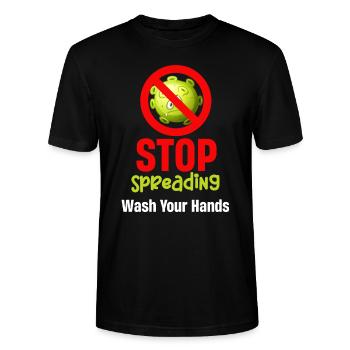 Stop using germs against bacteria when washing - Stanley/Stella CRAFTER Unisex Organic T-Shirt - black - Front - Alina (178cm) & Michal (187cm)