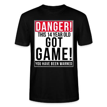 Lustiges 14. Geburtstag Spielgeschenk 14 Jahre Geburtstag - Stanley/Stella Unisex Bio-T-Shirt CRAFTER - Schwarz - Vorne - Alina (178cm) & Michal (187cm)