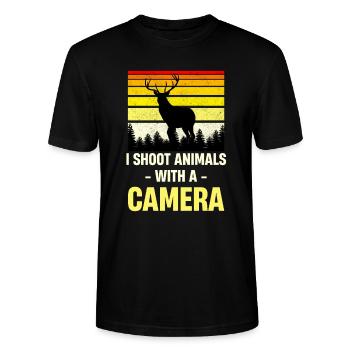 Ich Fotografiere Tiere Mit Einer Kamera. - Stanley/Stella Unisex Bio-T-Shirt CRAFTER - Schwarz - Vorne - Alina (178cm) & Michal (187cm)