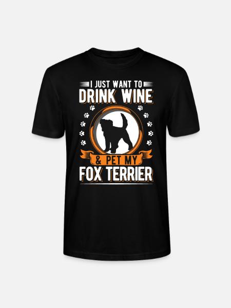 Fox Terrier and Wine - Stanley/Stella CRAFTER Unisex Organic T-Shirt - black