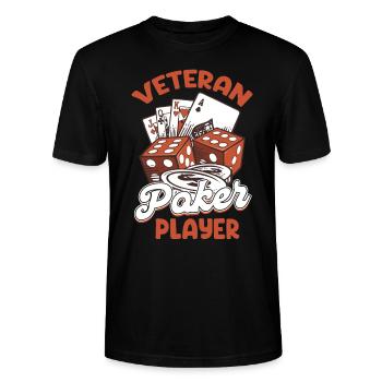 Joueur de poker expérimenté, croupier de Holdem, - T-shirt bio CRAFTER Stanley Stella Unisexe - noir - Devant - Alina (178cm) & Michal (187cm)
