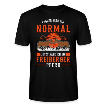 Freiberger Pferd Reiterin - Stanley/Stella Unisex Bio-T-Shirt CRAFTER - Schwarz - Vorne - Alina (178cm) & Michal (187cm)