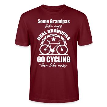 Certains papys font la sieste, de vrais papys - T-shirt bio CRAFTER Stanley Stella Unisexe - bordeaux - Devant - Alina (178cm) & Michal (187cm)