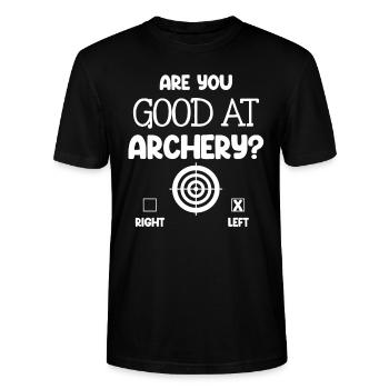 Bist Du Gut Im Bogenschießen? Rechts Links Bögen - Stanley/Stella Unisex Bio-T-Shirt CRAFTER - Schwarz - Vorne - Alina (178cm) & Michal (187cm)
