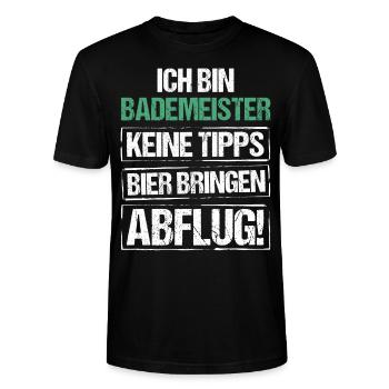 Ich bin Bademeister - Bier bringen und Abflug - Stanley/Stella Unisex Bio-T-Shirt CRAFTER - Schwarz - Vorne - Alina (178cm) & Michal (187cm)