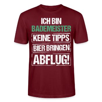 I'm a lifeguard - bring beer and take off - Stanley/Stella CRAFTER Unisex Organic T-Shirt - burgundy - Front - Alina (178cm) & Michal (187cm)