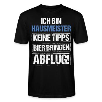 Ich bin Hausmeister - Bier bringen und Abflug - Stanley/Stella Unisex Bio-T-Shirt CRAFTER - Schwarz - Vorne - Alina (178cm) & Michal (187cm)