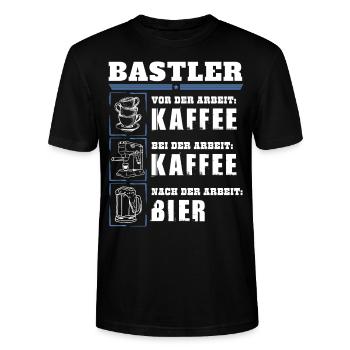 Mein Tagesablauf als Bastler - Stanley/Stella Unisex Bio-T-Shirt CRAFTER - Schwarz - Vorne - Alina (178cm) & Michal (187cm)