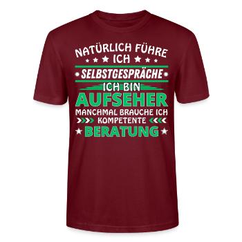 I Talk to Yourself - Overseer Edition - Stanley/Stella CRAFTER Unisex Organic T-Shirt - burgundy - Front - Alina (178cm) & Michal (187cm)