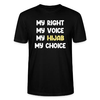 My right, my vote, my hijab, my choice, - Stanley/Stella CRAFTER Unisex Organic T-Shirt - black - Front - Alina (178cm) & Michal (187cm)